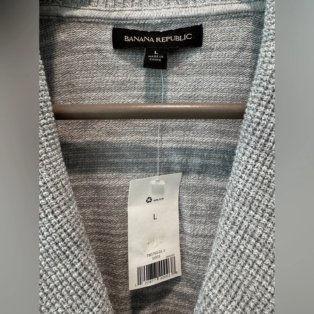 NWT Banana Republic Cardigan Sweater Men’s Large Gray Shawl Neck Button Up